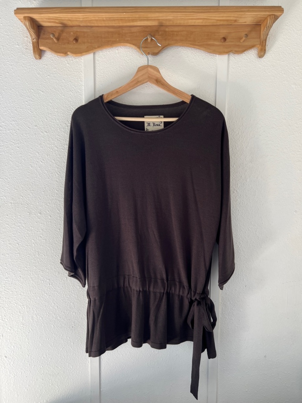 M. Rena wool blend blouse with tie waist cinching size small
